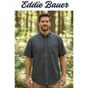 NWOT EDDIE BAUER THUNDER GREY ALL OCCASSION SHORT SLEEVE SHIRT QUALITY MATERIAL
